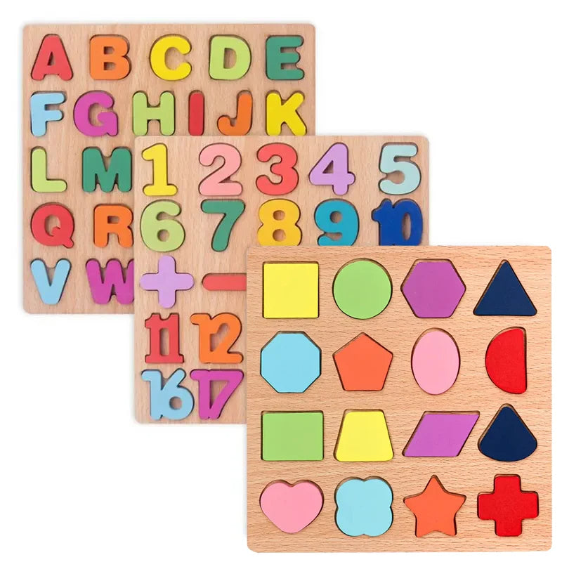 3D Wooden Alphabet & Number Puzzle - Montessori Educational Toy for Kids | DIY Learning Activity Board Game for Boys & Girls