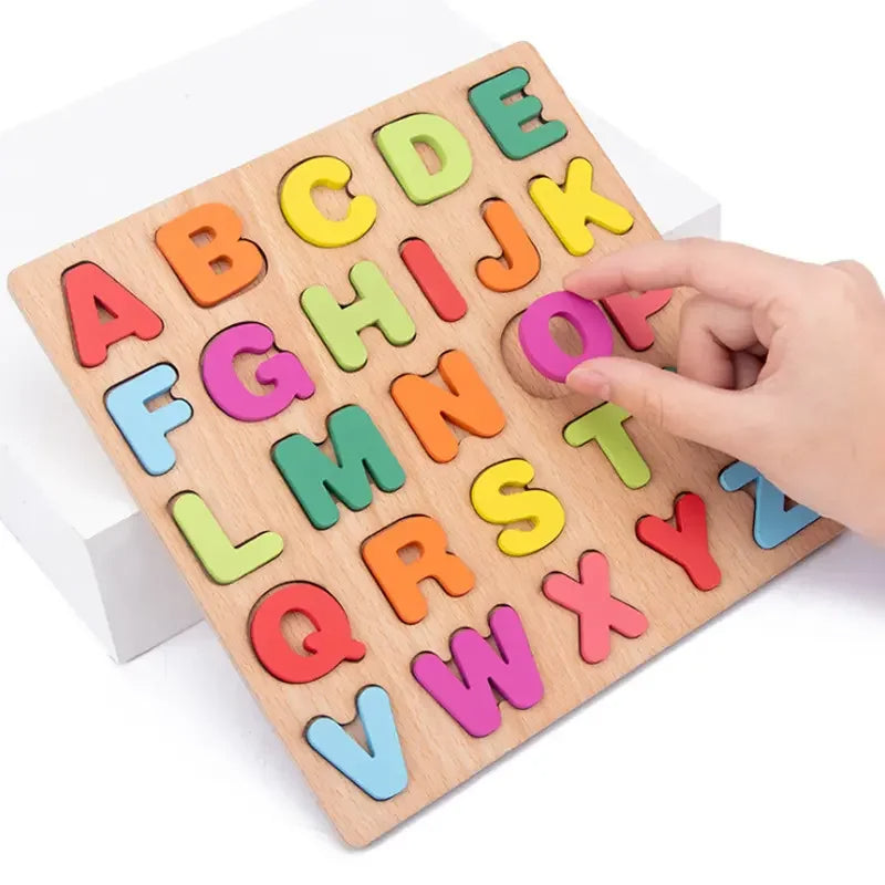 3D Wooden Alphabet & Number Puzzle - Montessori Educational Toy for Kids | DIY Learning Activity Board Game for Boys & Girls