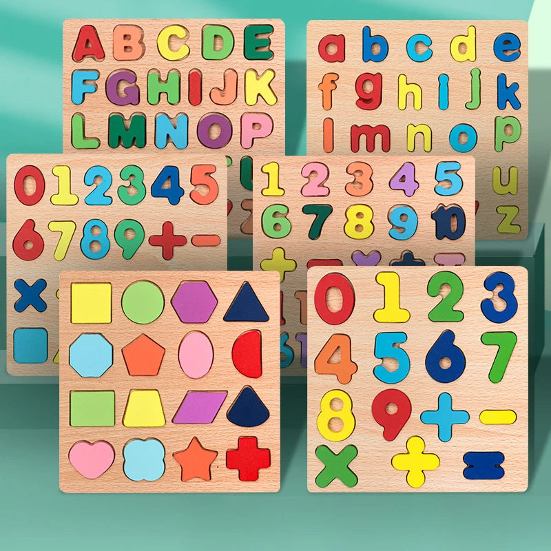 3D Wooden Alphabet & Number Puzzle - Montessori Educational Toy for Kids | DIY Learning Activity Board Game for Boys & Girls