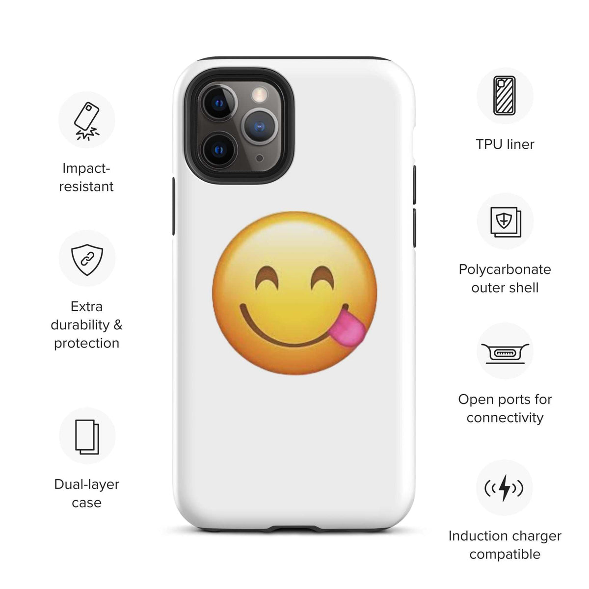 Durable tough case for iPhone with reinforced edges and raised bezels for impact protection and easy access to buttons and ports